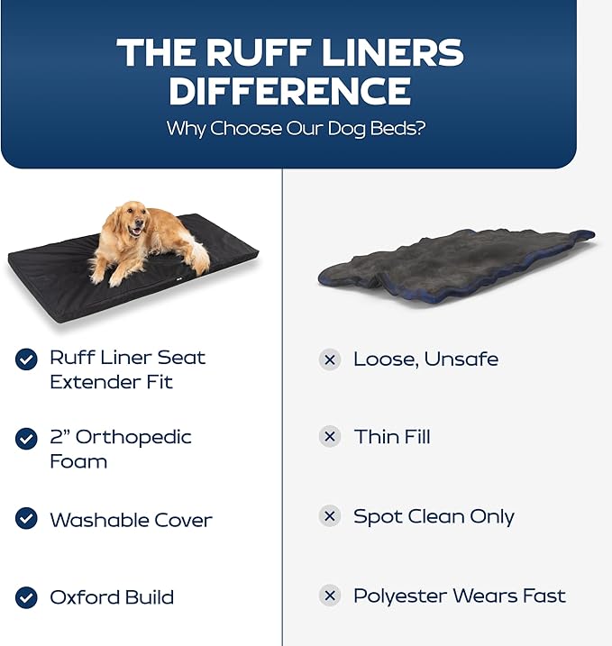 Ruff Liners XL Back Seat Dog Bed Cushion, Black – As Seen on Shark Tank – for XL Seat Extenders/Floor Covers – Waterproof, Machine-Washable – Backseat Dog Bed with Rebound Foam