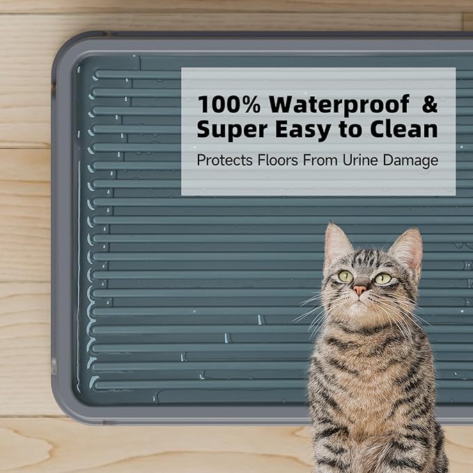 Booche Cat Ramp for Litter Box Elevated Litter Ramp for Cat Litter Boxes, Washable Easy Cleaning Steps with Filter Functions Suitable for Small & Elderly Cats(14"x10"x2.5")