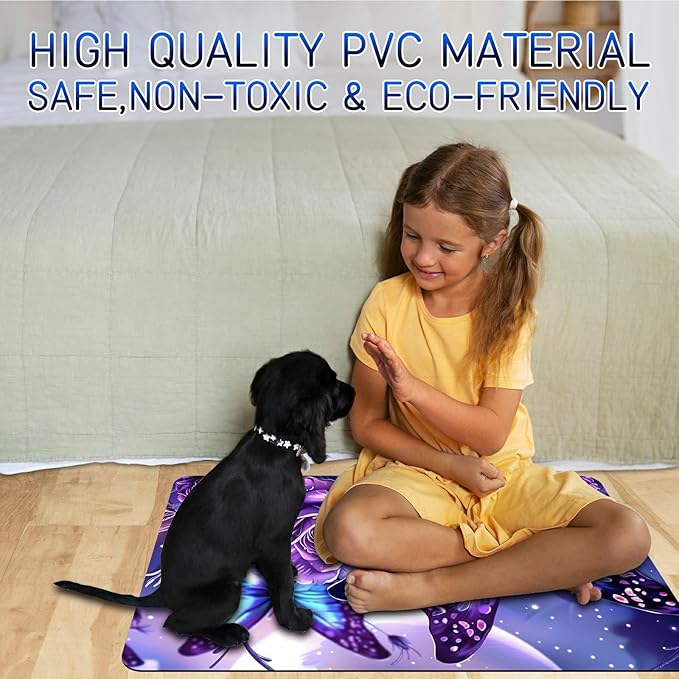 Dog Food Mat, 19.6" x 23.6" Absorbent Pet Feeding Mat for Food and Water, Waterproof Diatom Mud Pet Placemat with Non-Slip Rubber Backing, Cat Bowl Mat for Floors - Purple Butterfly 2