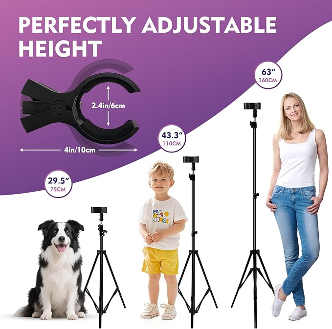 62-Inch Professional Hair Dryer Stand, Black Metal Adjustable Holder with Hands-Free Design for Salon and Home Use