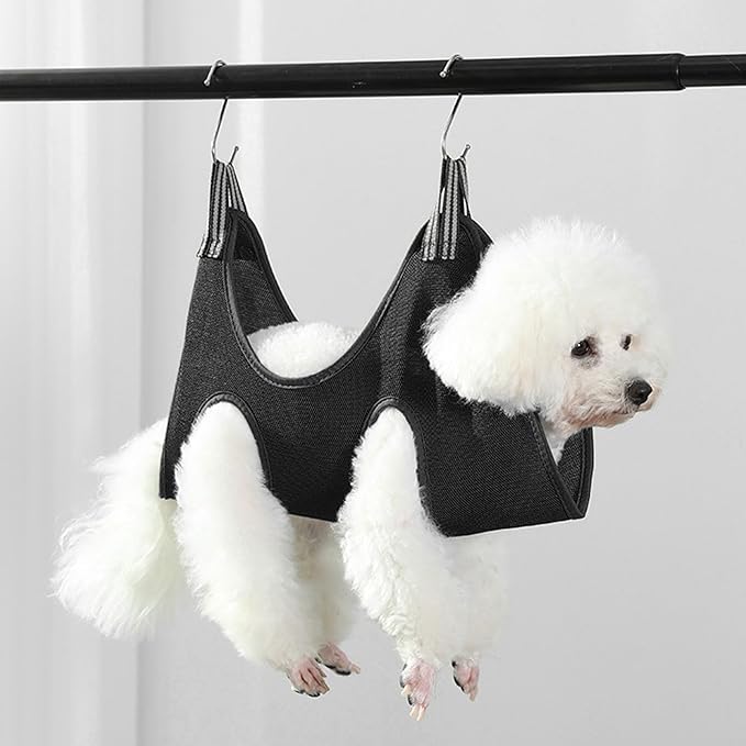 Haofy Pet Grooming Hammock Restraint Bag Multi Functional Cat Dog Grooming Sling Hanging Harness for Secure Nail Trimming Brushing Teeth Cleaning DIY for Pets at Home Salon (S)