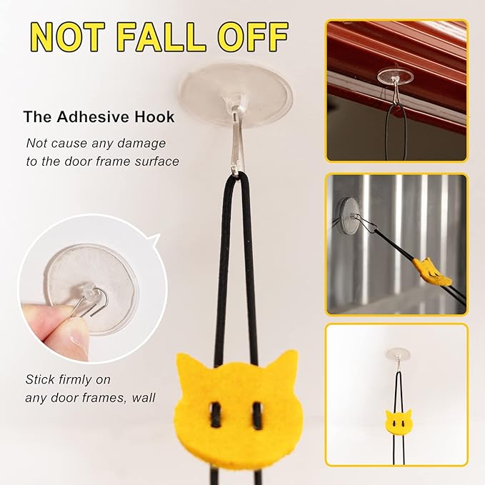 2PCS Cat Toys for Indoor Cats, Interactive Fly Chase Cat Door Toy Mouse Feather Toys for Mental Physical Stimulation, Kitten Toys Retractable Cats String Toys Teaser Play Exercise