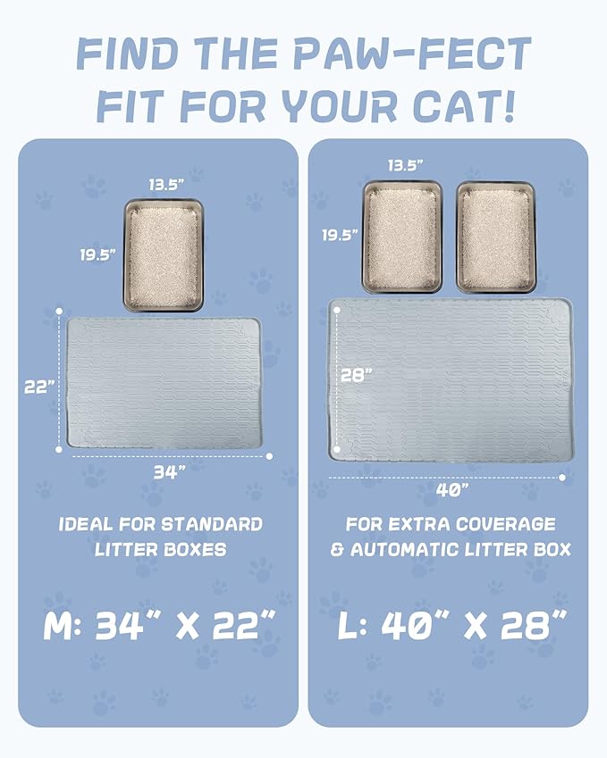 ANWA Waterproof Cat Litter Rug, 40" x 28" Extra Large Silicone Cat Litter Mat Litter Trapping Mat, Fits Automatic Litter Box Robot, Heavy-Duty, Easy to Clean