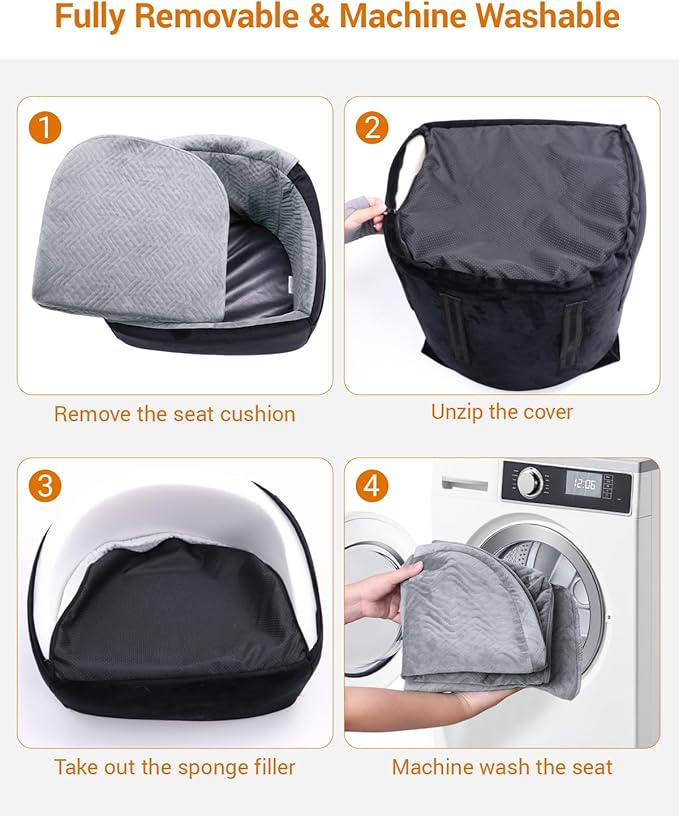 NUPIDA Dog Car Seat for Small Dogs, Dog Booster Seat with Extendable Backrest, Pet Car Seats up to 30 lbs, Washable Removable Cover Travel Bed with Storage Pockets and 2 Safety Leashes, Black&Grey