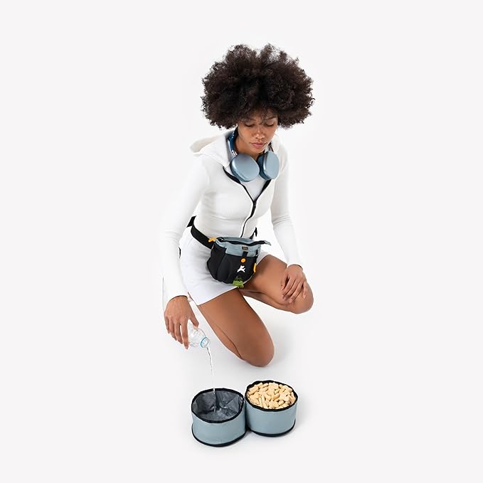 OllyDog Superbowl | Collapsible Dog Travel Bowl | 2-Compartment Food & Water | Foldable Portable Dog Dish | Hiking Camping Backpacking | Small Medium Large Dogs (St. Lucia)