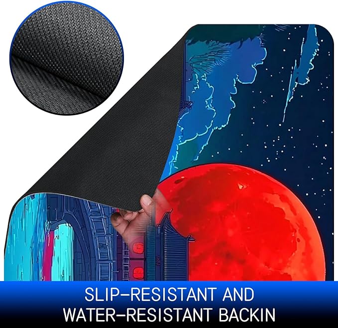 Dog Food Mat, 19.6" x 23.6" Absorbent Pet Feeding Mat for Food and Water, Waterproof Diatom Mud Pet Placemat with Non-Slip Rubber Backing, Cat Bowl Mat for Floors - Red Sunset Bridge