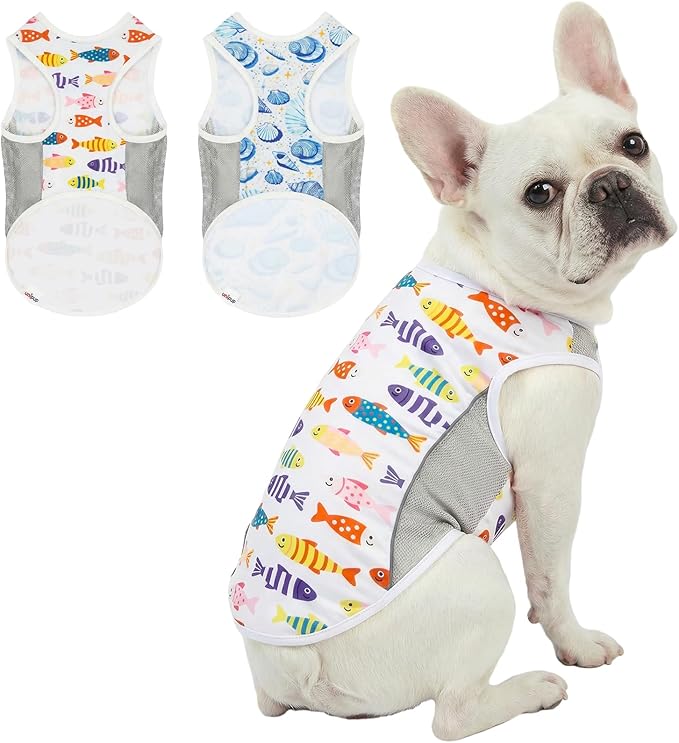 UPF 50+ Sun Protection Dog T-Shirt, 2 Pack Lightweight Sleeveless Dog Vest for Medium Large Dogs Boy – Reflective Strips, Quick-Dry Pet Apparel, Sports Fan Shirt P23ST00509XXXL