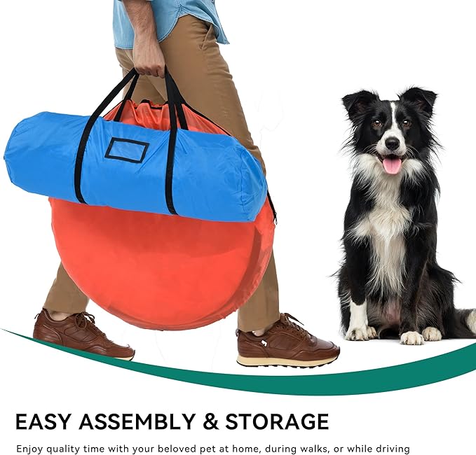 YITAHOME Dog Agility Equipments: Includes Flirt Pole, Agility Tunnel, 3 Jumps, 6 Weave Poles, Pause Box, Agility Course Set for Backyard, Indoor, Outdoor