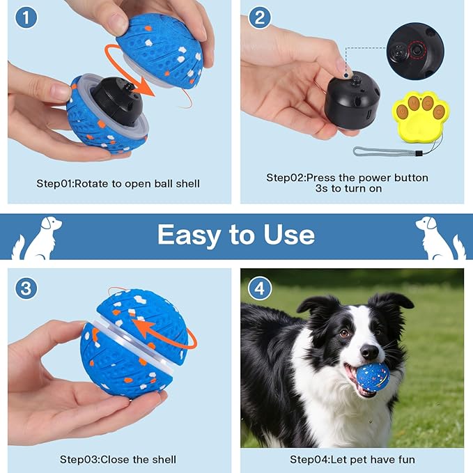 Interactive Dog Ball, Remote-Controlled Moving Dog Toy with Colorful Lights, 3 Interactive Modes and TPU Material, Bouncing Ball for Dogs to Keep Them Entertained