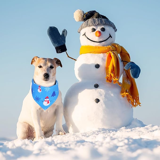Abbylike 100 Pcs Winter Dog Bandanas Bulk Snowflake Bandanas for Dogs Triangle Kerchief Bibs Scarf Set for Pet Xmas Costume Photo Props Accessories Pet Shops Groomer, 25 Styles (19.7 x 13.8 x 13.8)