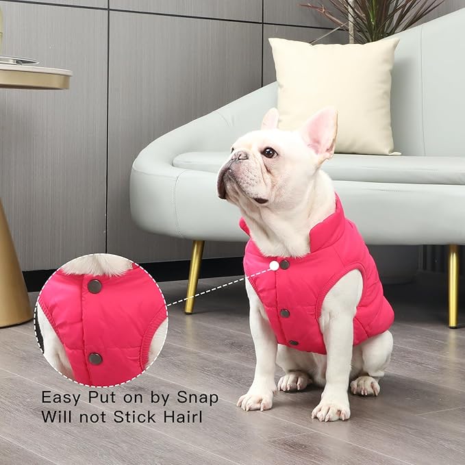 JoyDaog 2 Layers Fleece Lined Warm Dog Jacket for Winter Cold Weather,Soft Windproof Large Dog Coat,Pink XXL