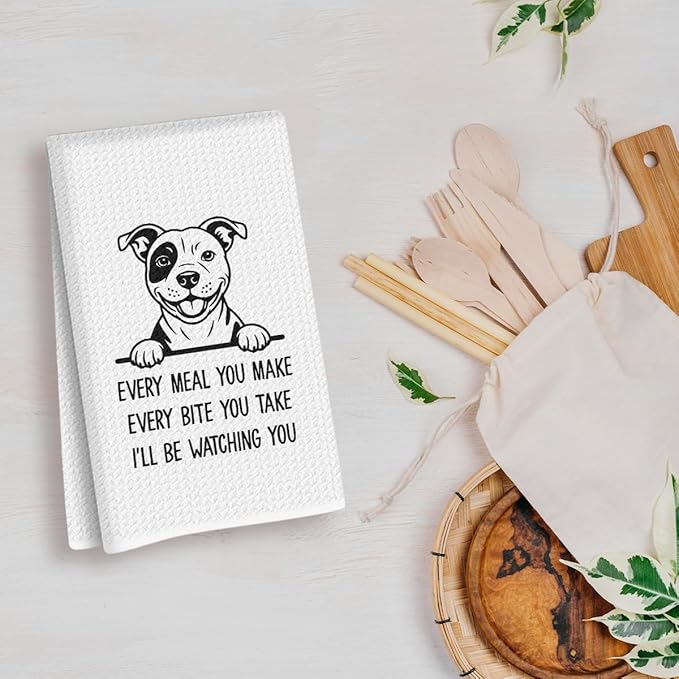 Pitbull Gifts Kitchen Towels 24x14 Inch, Pitbull Mom Gifts for Woman, pit bull Decor Hand Towels for Kitchen Bathroom Decor, Waffle Weave Microfiber Absorbent Dish Towel Tea Towel, Dog Lover Gifts