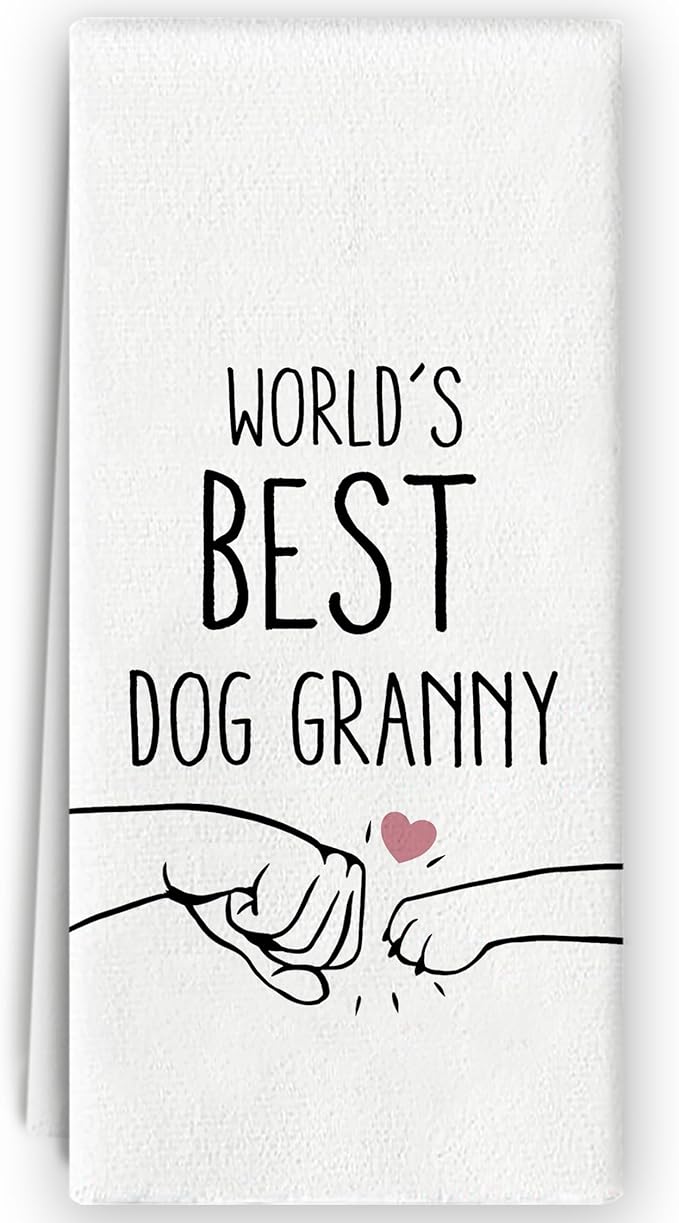 World's Best Dog Granny Kitchen Towels, Italian Grandmother Mother Gifts, Dog Mom Grammy Gifts, Granny Hand Towels Dish Towels for Bathroom Kitchen Decorative 16x24 Inch