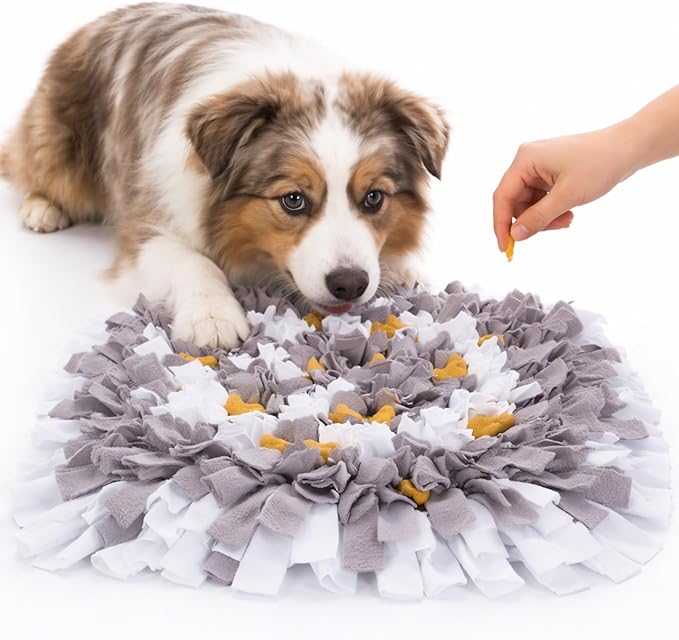 Snuffle Mat for Dogs | Travel-Friendly & Durable Dog Sniff Mat | Encourages Foraging, Slow Eating, Mental Stimulation & Stress Relief | Interactive Dog Enrichment Mat for Puppies & Adult Dogs (Grey)