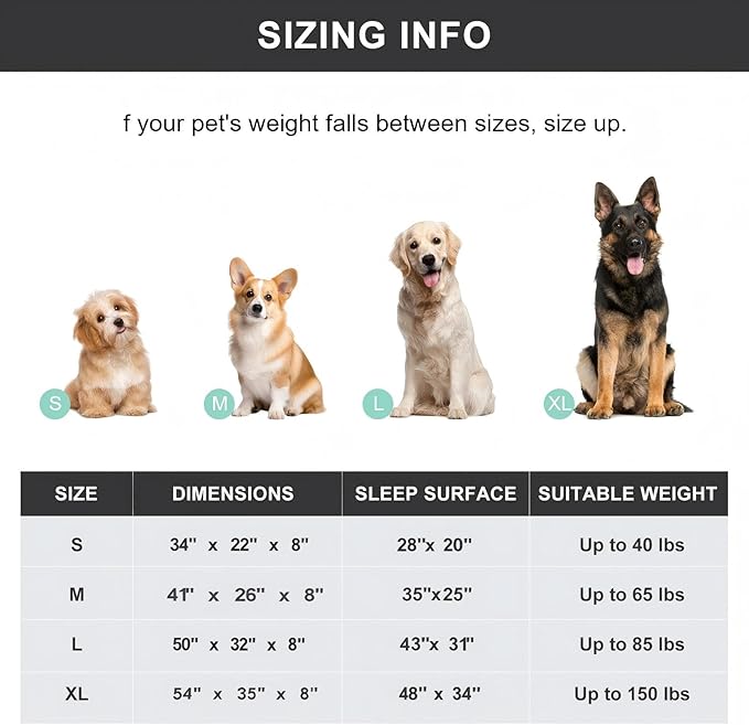 50" Lx32 Wx8 H Cooling Elevated Dog Bed for Large Dogs with Non-Slip Floor Protectors & Breathable Mesh, Raised Indoor & Outdoor Dog Cot Pet Hammock, Grey