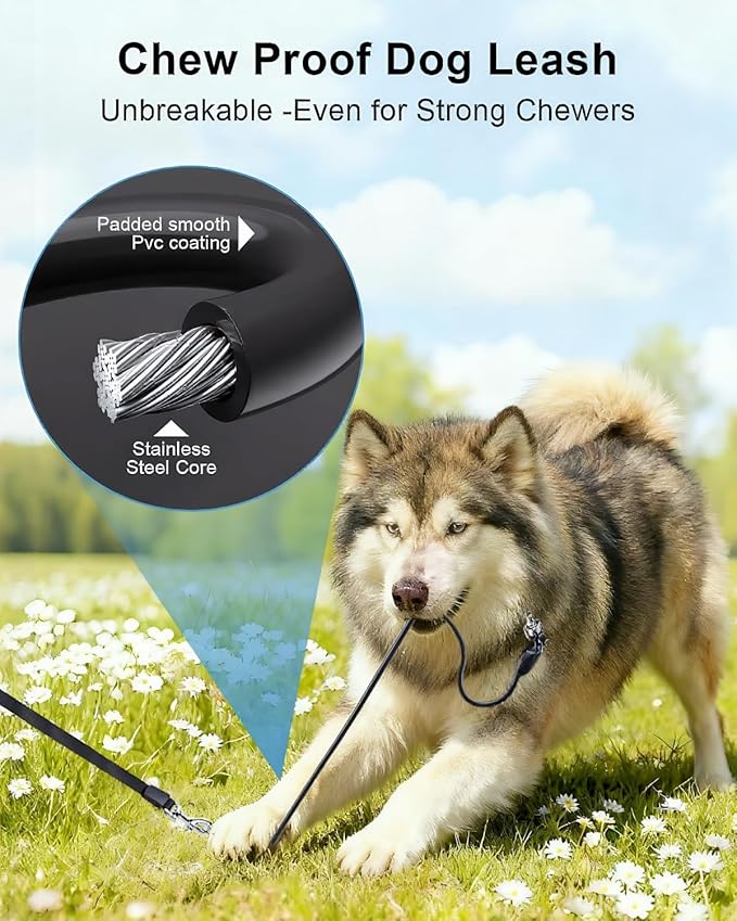 Heavy Duty Retractable Dog Leash 26 ft Tangle-Free 360° Swivel for Large Dogs up to 110 lbs with One-Button Lock (Red)