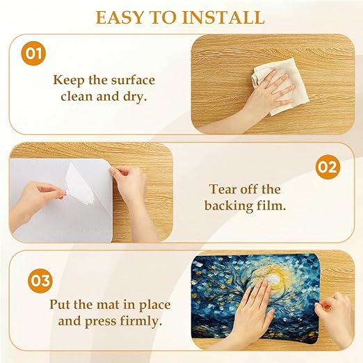 Abstract Tree Starry Sky Stair Treads for Wooden Steps Indoor Washable Staircase Carpet 15PCS 30"x7.8" Stair Step Treads Non-Slip Staircase Covers Peel and Stick Safety Mat for Kids Elders Pets