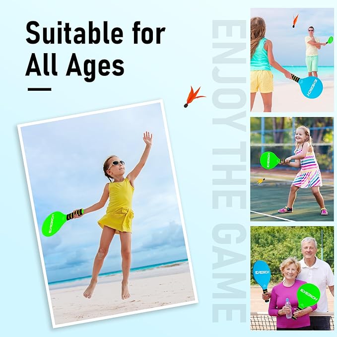Paddle Ball Set – Indoor & Outdoor Racket Game for Kids, Teens, and Adults, Badminton & Camping Games Essentials, Fun for Beach, Yard, and Lawn Play All Year Round