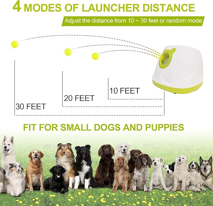 BESTHLS Automatic Dog Ball Launcher Interactive Tennis Ball Thrower Machine for Small Medium Dogs Fetching Distance 10-30ft (White)