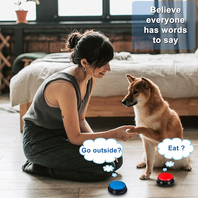 BoArt Voice Recording Button, Dog Buttons for Communication Pet Training Buzzer, 30 Second Record&Playback, Voice Recording Clicker for Cat, Puppy, Pet Trainin, Funny Gift for Study Office Home 4 Pcs