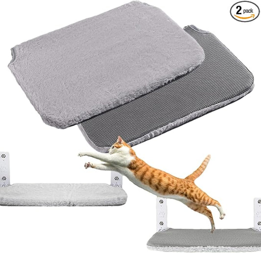 2PCS Replacement Cover for Cat Window Perch, M Size Cordless Cat Window Hammock Bed Accessories, Reversible Breathable/Warm Seat Cover for Inside (Grey, 20.4" L x 11.8" W)