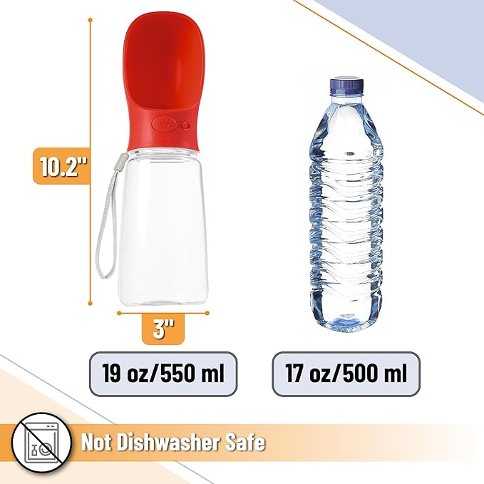 Mr. Pen- Portable Dog Water Bottle, 19 oz, Large, Leak Proof Puppy Water Dispenser with Drinking Feeder for Pets, Outdoor Walking, Hiking, Travel, Not Dishwasher Safe