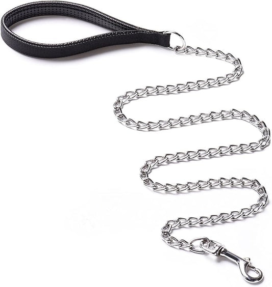 Heavy Duty Dog Leash,Metal Dog Chain Leash with Padded Handle for Large & Medium Size Dogs (4 ft. x 3.0 mm (0-80 lbs.))