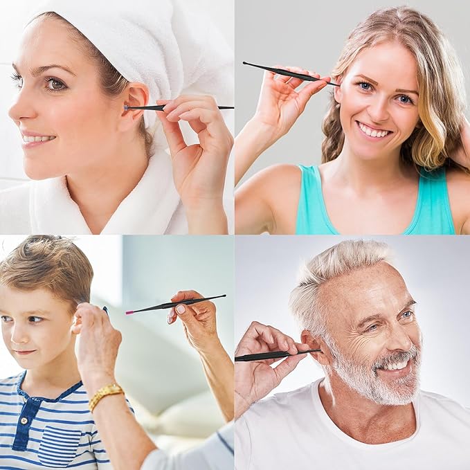 Gjinxi 12PCS Q-Grips Ear Wax Removal-Spiral Ear Wax Removal Tool, Reusable Earwax Removal Kit Safe Ear Cleaner, Soft Silicone Double Sided Head Ear Wax Removal Kits for Olders Adult Kids