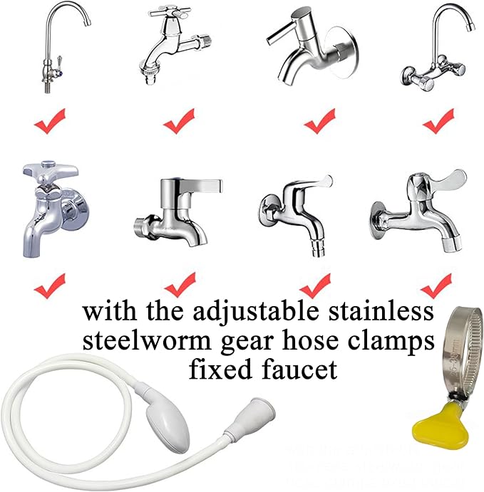 Portable Shampoo Sink Spray Hose, Faucet Attachment with Nozzle for Hair Washing, Baby & Pet Bathing, Vegetable Rinsing, White (White, 3M/9.84FT)
