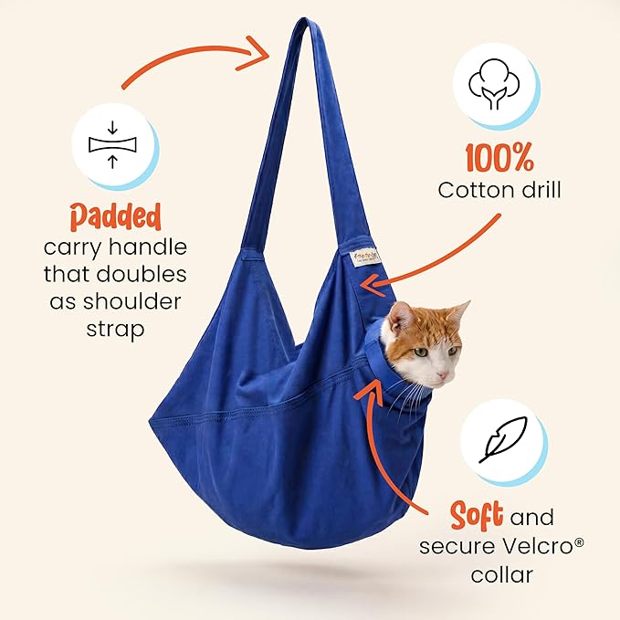 Cat-in-the-Bag Cozy Comfort Carrier - X-Large Cobalt Blue Cat Carrier Soft for Grooming, Vet Visits, Medication Administration, Dental Care, Nail Trimming, and Car Travel
