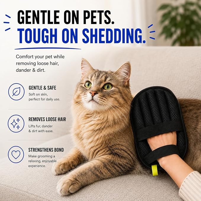 2 Pcs Pet Hair Removal Glove for Dogs & Cats, Newly Upgraded Reusable Electrostatic Pet Hair Remover Tool for Couch, Furniture, Bedding, Clothing & Car Seats