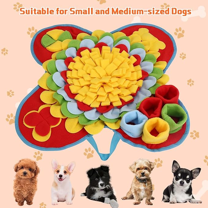 Yummy Sam Snuffle Mat for Small and Medium Dogs, 2 in 1 Portable Interactive Nose Smell Training Sniffing Pad with Puzzle Toys for Boredom Stimulating Slow Eating and Keep Busy (Muilticolor)