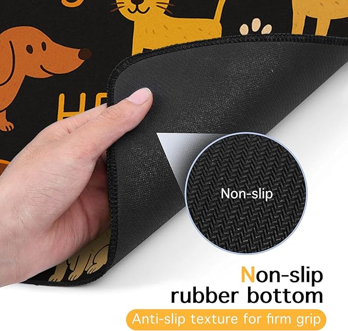 HOMETITUTE Cute Happy Dog Pattern Design Pet Food Mat 20" x 12" Fun Easy Clean Pet Feeding Mat Absorbent Cat Bowl Mat Non Slip Dog Foods Mats Pets Placemat for Dogs and Cat Feeding