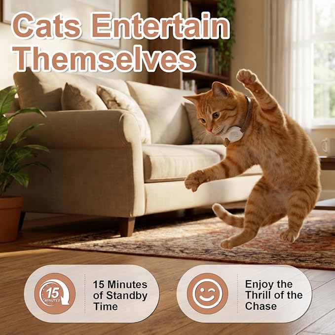Walfront Cat Chase Toy - USB Rechargeable Automatic Interactive Red Dot Toy for Indoor Cats, Adjustable Height 9.1–13.4in, 2 Modes & 41° Angle, Fun for Active Cats