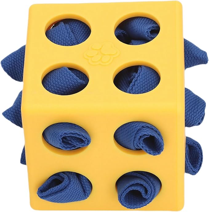 Dog Enrichment Toy Snuffle Ball Interactive Treat Dispenser Puzzle for Mental Stimulation with Slow Feeder Design for Dogs Pets (Yellow)
