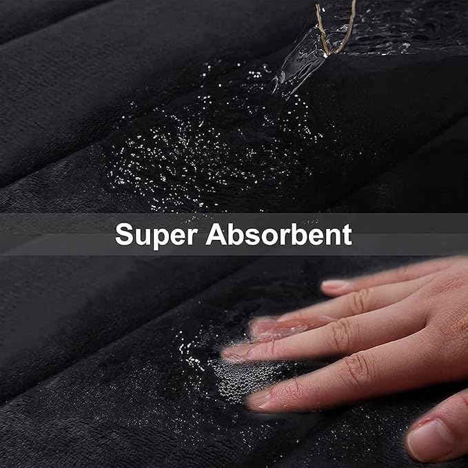 Buganda Memory Foam Bath Mat, 59" x 34", Ultra Soft and Non-Slip Bathroom Rugs, Water Absorbent and Machine Washable Bath Rug Runner for Bathroom, Shower, and Tub, Black