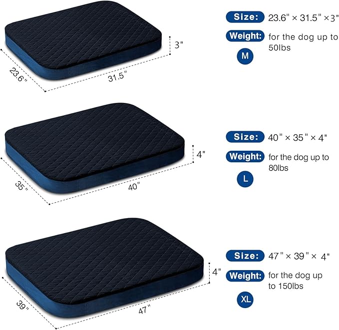 Dog Bed for Extra Large Dogs, Orthopedic Foam Jumbo XL Dog Bed Mattress, 47 Inches Joint Relief Pet Sleeping Bed, Non Slip Bottom with Removable Washable Cover, Dark Grey
