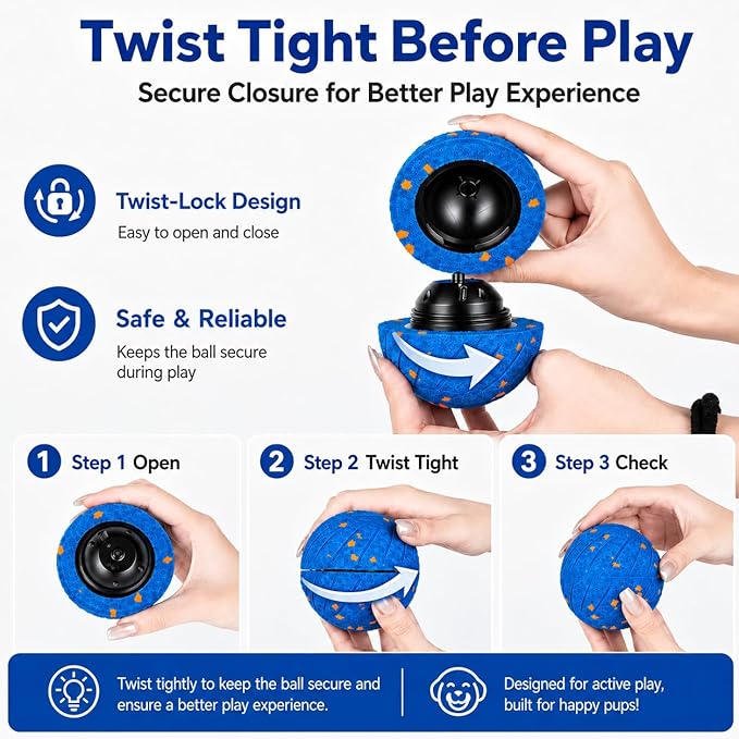 Smart Interactive Dog Ball, Automatic Moving, Bouncing and Rolling Dog Toy with 3 Play Modes, Type-C Rechargeable E-TPU Active Play Ball for Medium and Large Dogs, IP54 Splash-Resistant