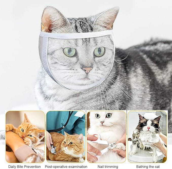 Breathable Cat Muzzle for Grooming Transparent Cat Mouth Cover for Anti Biting Adjustable Grooming Mask for Small Pets