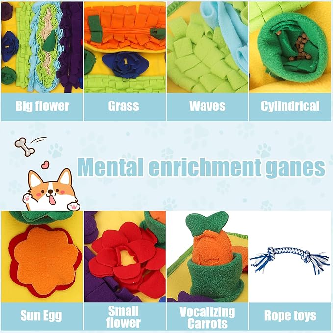 Snuffle Mat for Dogs Large Breed - 32'' X 20'' Washable Durable Sniff Mat for Slow Feeding Training, Enrichment Puzzle Toy for Mental Stimulation & Stress Relief