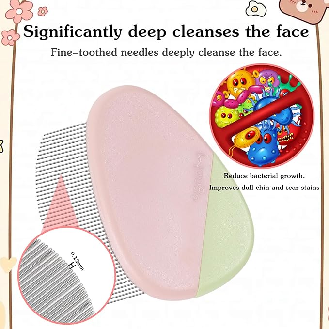 Eye Comb For Small Dogs, Stainless Steel Pet Facial Grooming Comb, Dog Flea Comb, Round-Tip Arc Teeth, Stress-free Tear Stain Remover for Dogs & Cats Fit Yorkie, Shih Tzu, Maltese Maltipoo Pomeranian