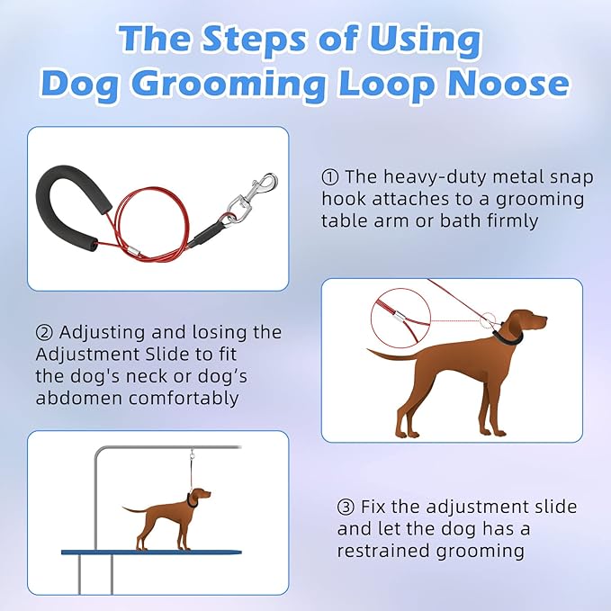 8 Pcs Dog Grooming Loop Noose, Restraint Loop for Groomers Long Noose for Pet Grooming Table Bath Tub Medium Large Small Bathing Station
