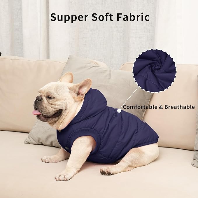 Vecomfy Fleece Lining Extra Warm Dog Hoodie in Winter for Large Dogs Jacket Pet Coats with Hooded,Blue XXL