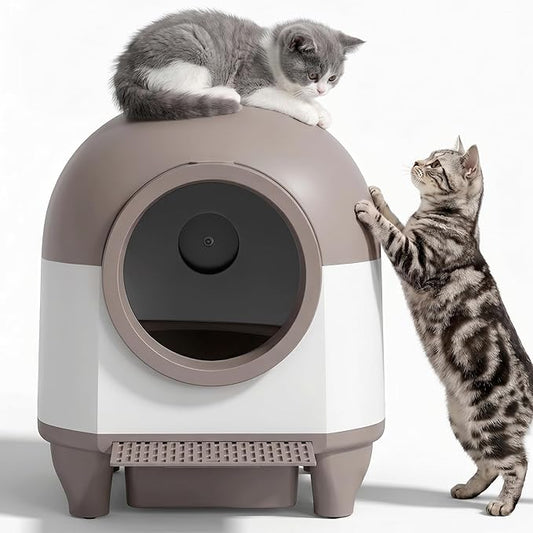 Greesum Smart Self-Cleaning Cat Litter Box, Fully Enclosed Automatic Litter Box with App Control, Safety Sensors& Large Capacity for Multi-Cat Homes, Includes Waste Bags & Mat