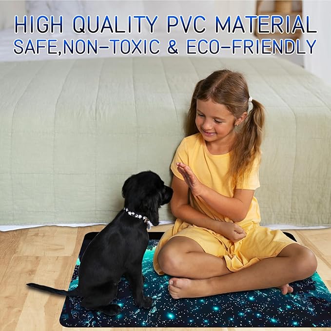 Dog Food Mat, 19.6" x 23.6" Absorbent Pet Feeding Mat for Food and Water, Waterproof Diatom Mud Pet Placemat with Non-Slip Rubber Backing, Easy Clean Cat Bowl Mat for Floors - Deep Blue Forest