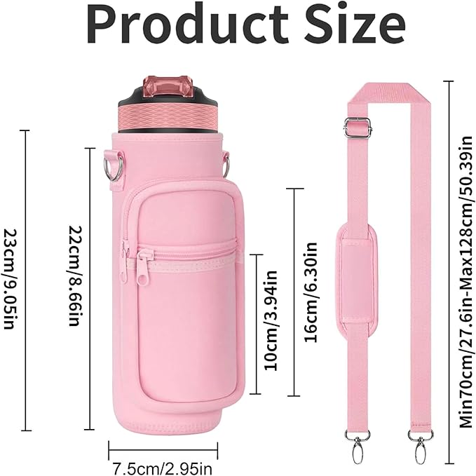Water Bottle Holder with Strap, Insulated Crossbody Sling Bag, Carrier with Phone Pocket for Walking Hiking Camping Fishing