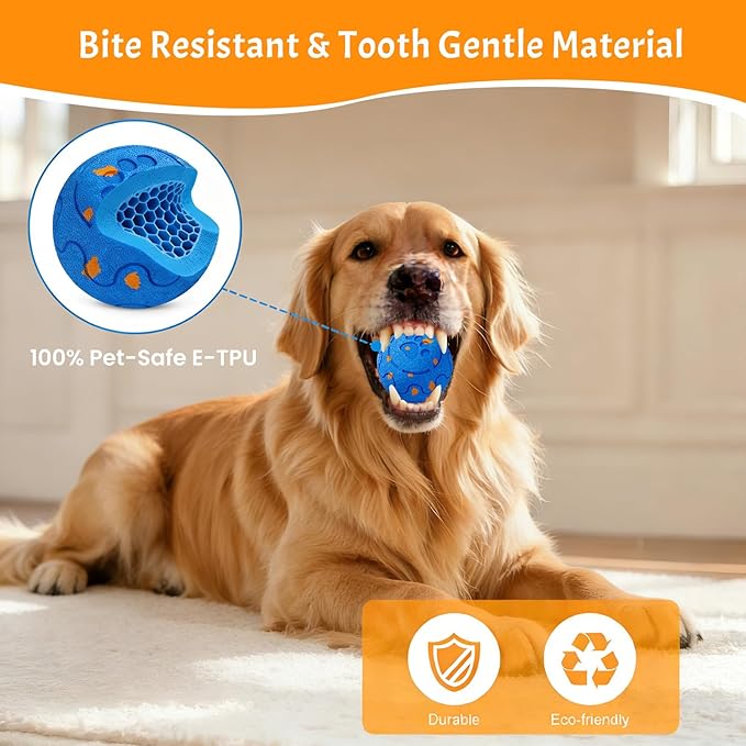 Interactive Dog Toys for Large Dogs, Automatic Moving, Bouncing, Rolling, Durable E-TPU Chew Resistant for Bored Energetic Medium Dogs, Rechargeable Waterproof for Indoor Outdoor Play