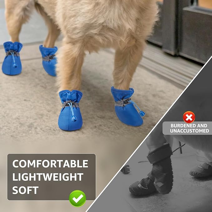 SCENEREAL Dog Shoes for Hot Pavement for Small Medium Dogs Paw Protectors, Summer Heat Boots Resistant Waterproof Soft Outdoor Walking Indoor Hardfloors, Blue Size 5