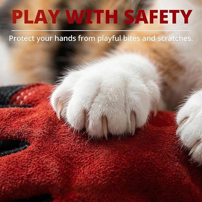 vclpower Animal Handling Gloves Size L Fit for Men & Large Hands Bite Proof Double Leather Reinforced Padding Dog, Cat Scratch, Bird Handling Falconry Gloves Grabbing Reptile Squirrel Snake Bite 16in