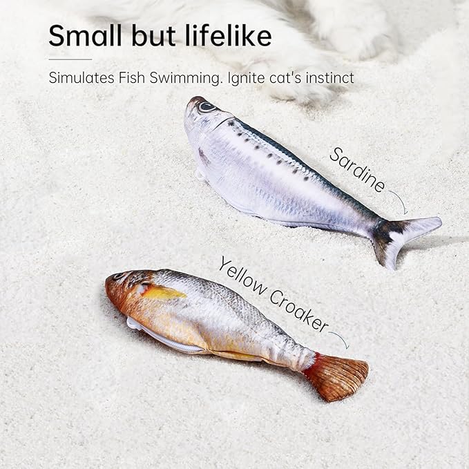 2 Packs Floppy Fish Cat Toy with Catnip, Flopping Fish Cat Toys Interactive for Indoor Cats, Realistic Moving Cat Fish Toy, Rechargeable Plush Interactive Cat Toys for Cats, Kittens and Adult Cats